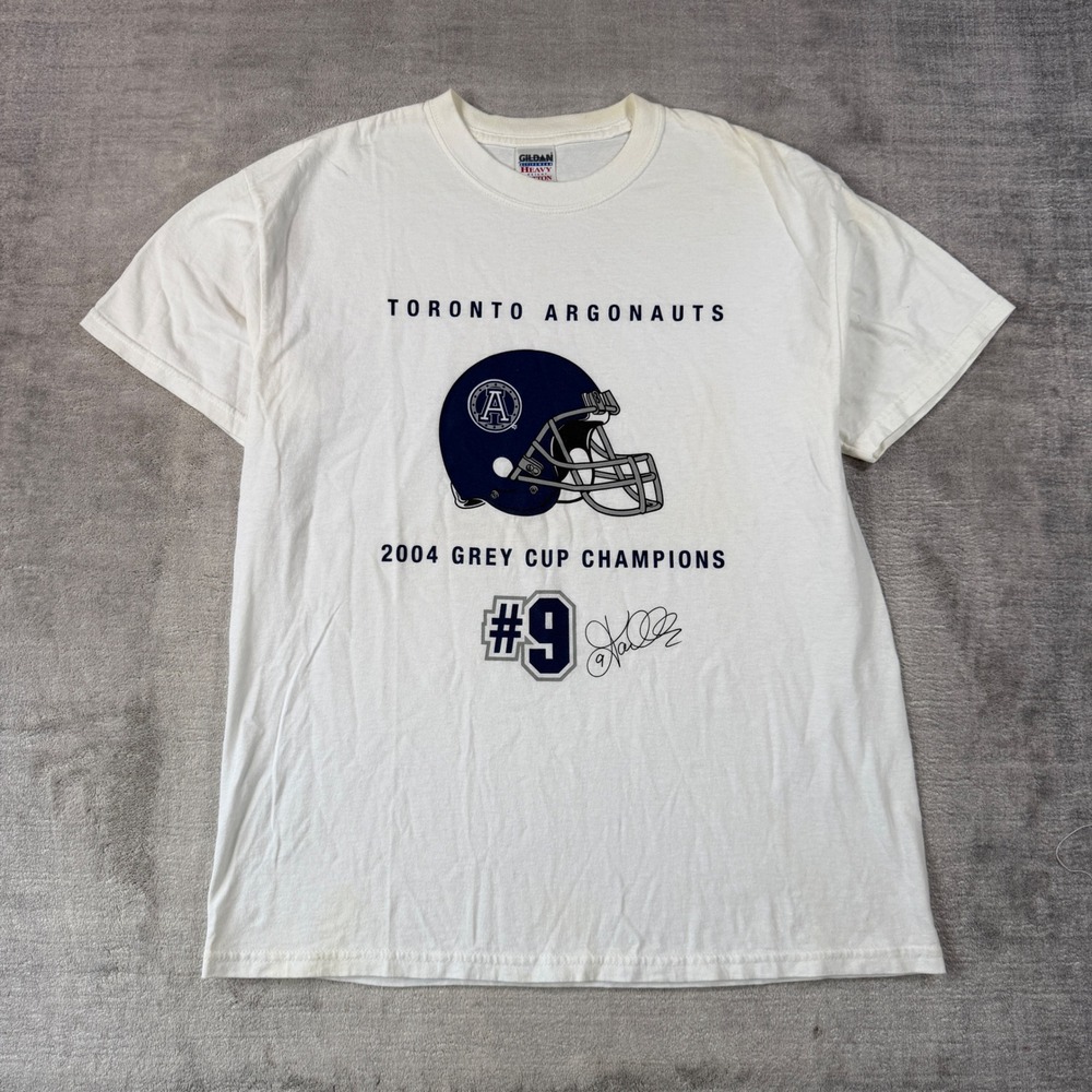 Toronto Argonauts Shirt Mens Large White Vintage 2004 Grey Cup Champions CFL Tee
